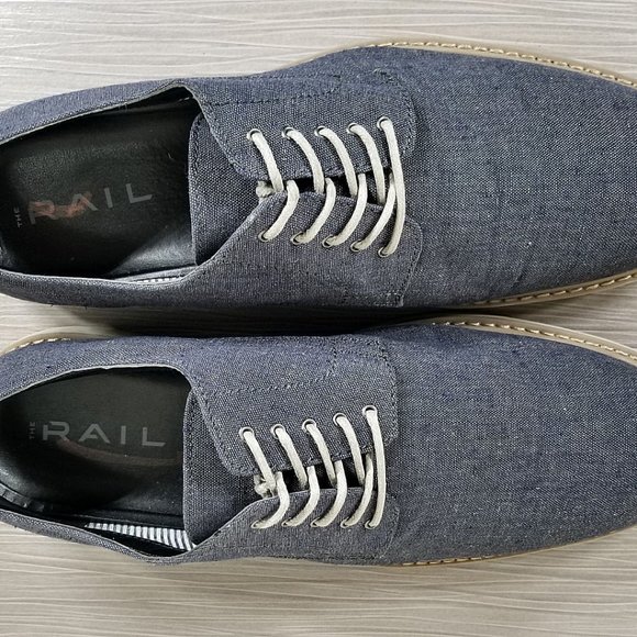 The Rail 'Xander' Plain Toe Derby, Dark Denim Fabric, Mens Size 10 / 43 - Picture 8 of 10